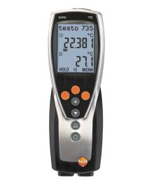 Testo 735-2 Thermomètre (3 canaux) avec  logiciel, cordon USB, certificat d'étalonnage et piles.