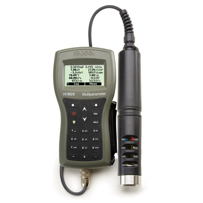 HANNA HI 9829 Multiparamètre en mallette, sonde pH, EC, OD, °C, câble 4 m