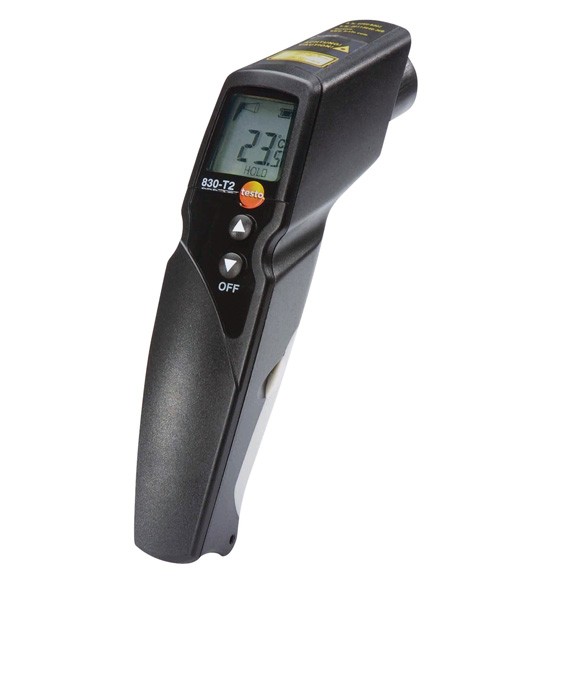 Testo 830-T2 SET, thermomètre infrarouge avec marquage visée laser livré avec étui en cuir, protocole d'étalonnage